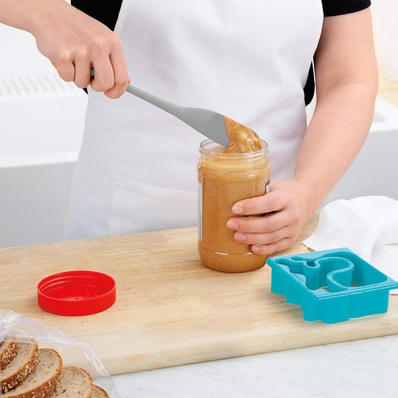 Tovolo Flex-Core All-Silicone Long-Handled Jar Scraper Spatula Angled Turner Head,