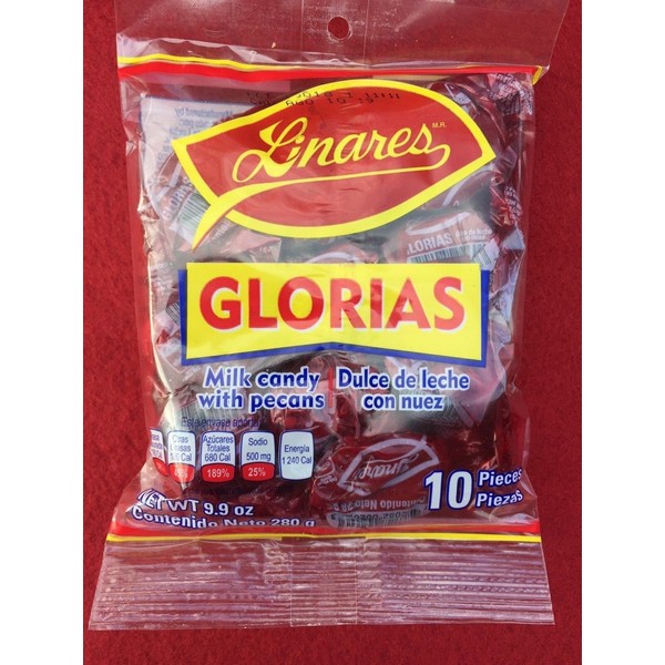 MEXICAN CANDY - GLORIAS (LINARES) DULCE DE LECHE CON NUEZ 10 pcs