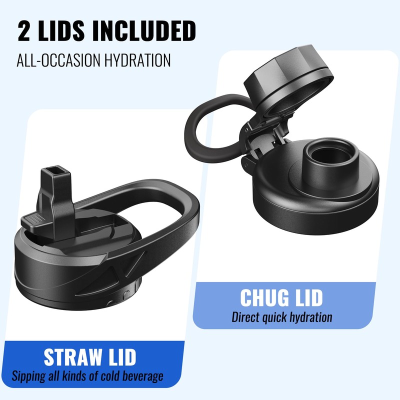 CIVAGO 40 oz Glass Water Bottle with Straw and Handle,