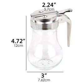 DODAMOUR 6.76 Oz Syrup Dispenser with Cast Zinc Top, Oil Dispenser Bottle with Non-Slip Handle, Reusable Syrup Bottle for Kitchen, No-Drip Pourers for Maple Syrup, Honey, Sirop (Transparent)