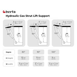Berta 10 Inch 100N/22 LB Hydraulic Soft Open Gas Springs/Struts for Cabinets, Furniture Cabinet Doors Lift/Lid Stay/Support Hinges for RV Platforms with Brackets and Screws (1, Black)