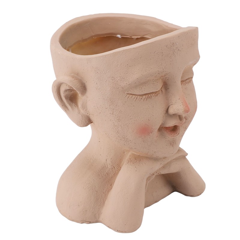 Men Face Flower Pot Hand Painting Resin Men Head Flowerpot