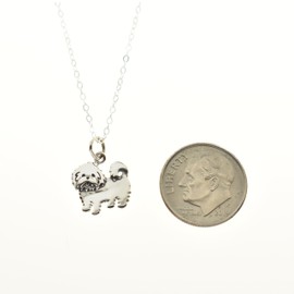 Maltese Dog Necklace in Sterling Silver on an 18 Inch Cable Chain. Fur Friends. Animal Necklaces. Gift for Pet Owners. Dog Lover's Gift