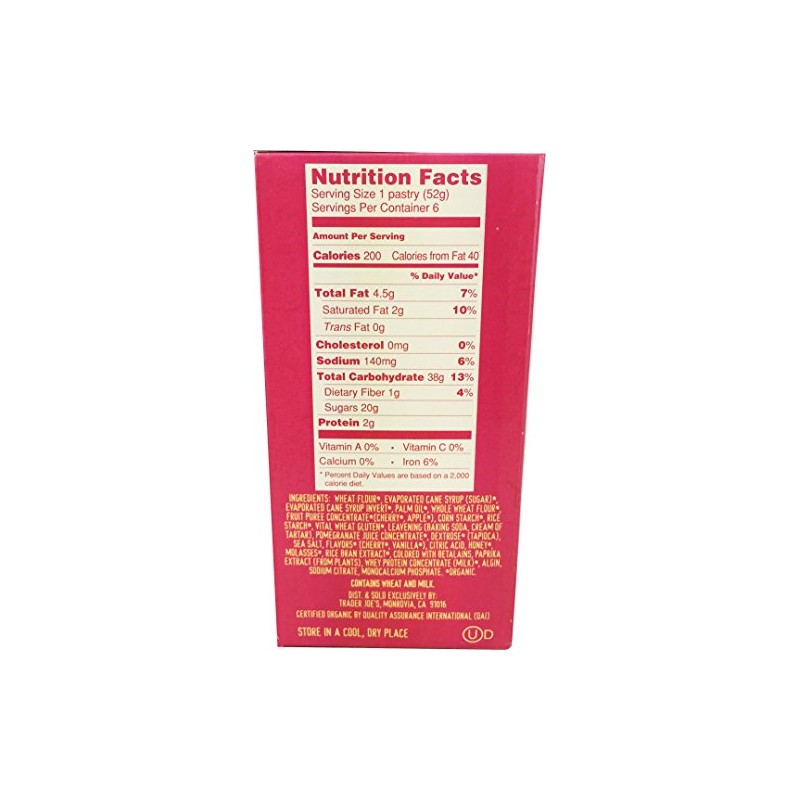 Trader Joe's Organic Cherry Pomegranate Frosted Toaster Pastries, 11 Oz