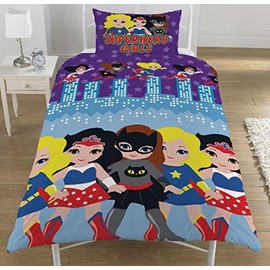 Superhero Girls Single/Double Reversible Duvet Cover Bed Set (Single Duvet Cover)