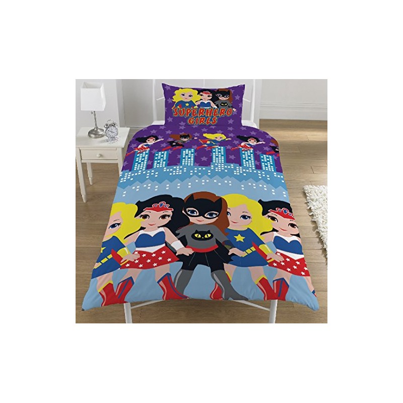 Superhero Girls Single/Double Reversible Duvet Cover Bed Set (Single Duvet