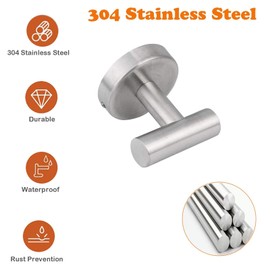 Towel Rack, Wall Mounted, Bathroom Hook, Towel Rail, Kitchen Wall Hook, Wall Mount, SUS 304, Stainless Steel (Silver 4)