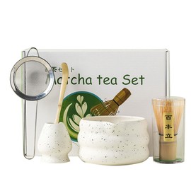 Whisk Set, Japanese Tea Set 5pcs includes Matcha Bowl with Spout (19 oz), Bamboo Matcha Whisk and Matcha Scoop, Matcha Whisk Holder, Stainless Steel Sifter, Matcha enthusiast gift (Green)