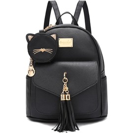 I IHAYNER Girls Fashion Backpack Mini Purse Backpack for Women Small Leather Backpack Purse for Teen Girls with Coin Purse, Black
