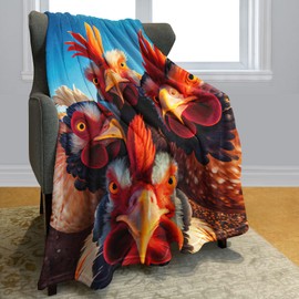 Rstick Roosters Blanket Animals Selfie Funny Chicken Fleece Blanket Soft Fuzzy Plush Throw Blankets for Couch Bed 50"x60"