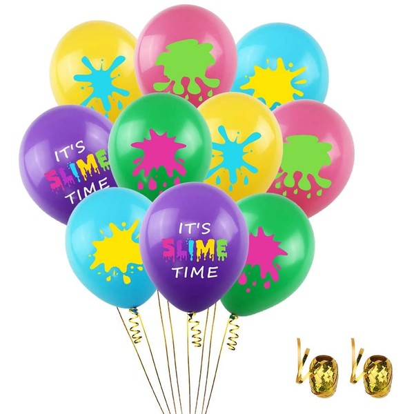 UTOPP 50Pcs Slime Balloons for Slime Birthday Party, It's Slime Time Party Balloons Bouquet, 12 Inch Latex Balloons for Kids Colorful Fiesta Birthday Party, Baby Shower,Art Themed Party Supplies