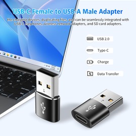 GOLDYIPE USB C to USB Adaptor, USB to Type C Adapter 4Pack, Type C Female to A Male Charger Cable Converter Compatible with Mbook, Notebook, Tablet, Smartphone, Airpods,Galaxy S23 S24 A34 (Black)