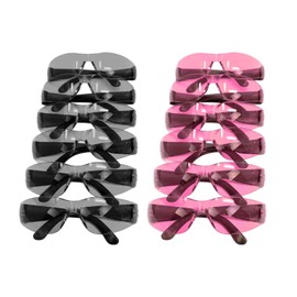 BISON LIFE Keystone Series Safety Glasses | One Size, Color Protective Polycarbonate Lens - Black Temple, 6 Pink and 6 Grey (12 pairs in 1 box)