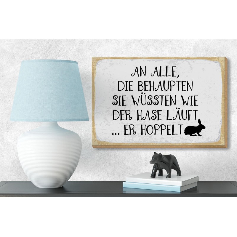 Femer Wooden Sign Saying 12 x 18 cm Der Hare