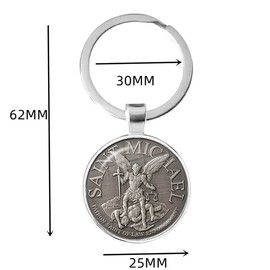 CQHODFYA Saint Michael Keychain For Women Men,St Michael Key Ring for Home Car Keys Attachment,Archangel Michael Key Holder Gift, Zinc Alloy Religious Key Chain Organizer Come Gift Box