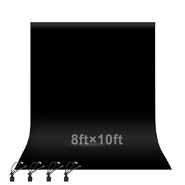 EMART 8x10ft Black Photo Backdrop Screen for Photography, Large Negros Drapes Party Background Curtain, Polyester Fabric Sheet Video Studio Portrait Photoshoot