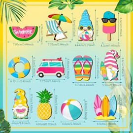 Summer Tree Decorations Pack of 24 Summer Beach Wooden Pendants Hawaiian Wood Hanging Summer Hanging Decoration Wood for Hawaiian Summer Party Tropical Decorations