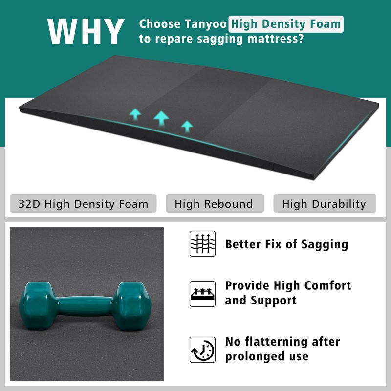 TANYOO Sagging Mattress Support Fix Sinking Beds High Density Foam