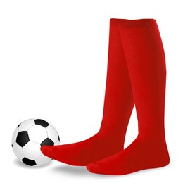 Youth to Adult Unisex Soccer Athletic Sports Team Cushion Socks 9 Pack (Medium (9-11), Red)