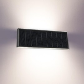 SOTTLOT Solar Lights, 700LM Up and Down Solar Outdoor Light, 4 Adjustable Brightness Solar Wall Lights Outdoor Waterproof, 4000K Anti-Glare Solar Sconce Lights for Fence Patio Yard Garage Garden Porch