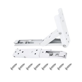 DTGN 7.68"x4.33"(LxH) Folding Shelf Brackets - 2Pack - Good for Shelves - Metal Space Saving Collapsible L Bracket - White