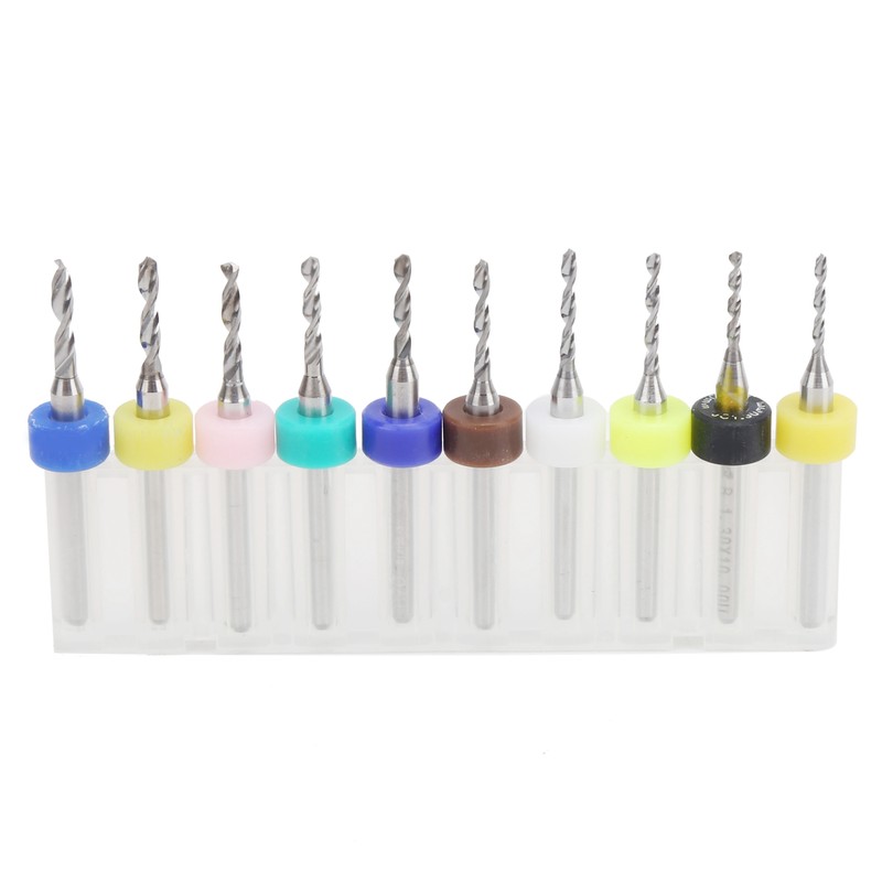 10Pcs Micro Drill Bit Set Cemented Carbide 1.2-2.1mm Printed Circuit