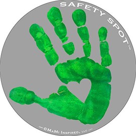 Safety Spot Magnet - Kids Handprint for Car Parking Lot Safety - Gray Background (Green)