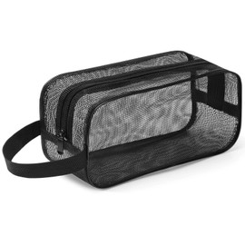 Bolsa de malla portátil para artículos de aseo personal, para regadera, gimnasio, recámara, dormitorio universitario (color negro)