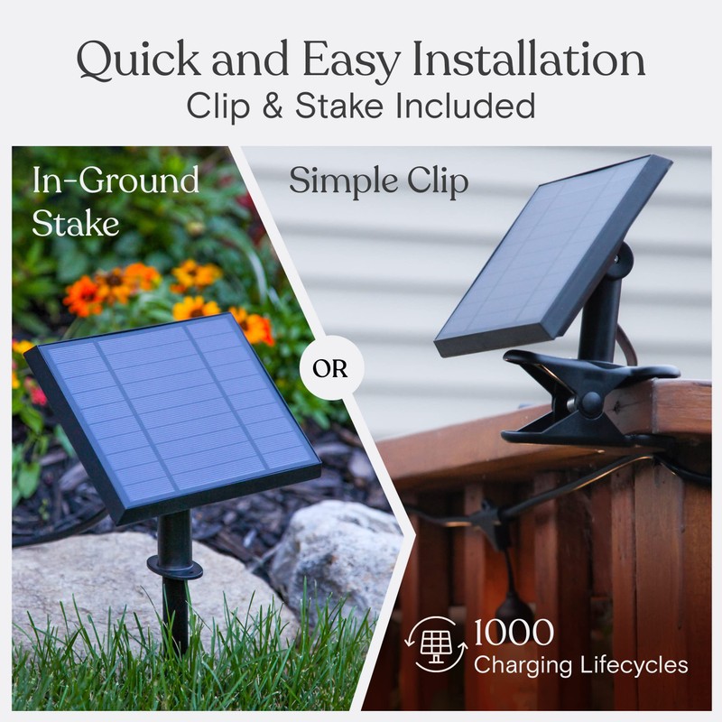 Brightech Ambience Pro Solar Powered Outdoor String Lights, 48 ft