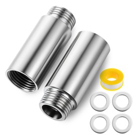 2 Pcs 2 Inch Shower Head Extension Arm, 1/2PT Male to 1/2PT Female Thread Stainless Steel Shower Extension Pipe Cast Pipe Fitting Coupler Adapter Bathroom Accessories for Extended Showers Pipes