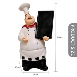 Italian Chef Figurines Kitchen Decor – Resin Chef Statue with Chalkboard Sign, Countertop Collectible Ornament for Tabletop Decoration, Multicolor Desktop Chef Decor