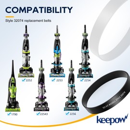 KEEPOW Replacement Belts Compatible with Bissell Powerlifter/CleanView Swivel Rewind Pet Vacuum 2252, 2253, 2254, 22543, 2255, 2256, 2258, 2259, 2260, 2316, 1790, 1792, Part#32074, 2 Pack