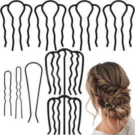 SHEHARUHI 9 Pieces Hair Side Combs, 2/4/7 Teeth Hair Comb U Shape Hair Combs Metal Hair Fork Clip Hair Pins Hair Sticks for Women Hair Styling Tool Accessories