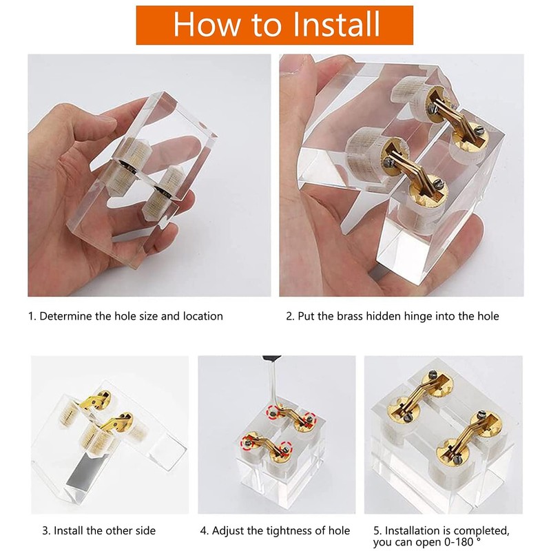 Hsthe Sea 4 Pcs Brass Hidden Concealed Hinge Invisible Barrel