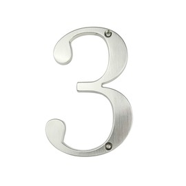 HASWARE House Number Sign 4 inch (10 cm) Modern Door Numbers Signage Plaque Street Home Address Numerals Zinc Alloy (3, Silver)
