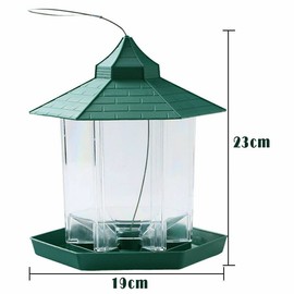 AIMALL Hanging Wild Bird Feeder, 7.48in x 9.05in Gazebo Shape Feeder, Outdoor Waterproof Plastic Feeder for Garden & Yard, Easy to Clean & Fill, Ideal for Attracting Birds