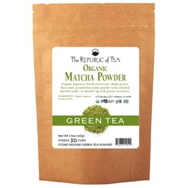 The Republic of Tea Organic Japanese Matcha Green Tea Full-Leaf Powder, 1.5 Oz Bag | Steeps 30 Cups