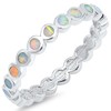 Eternity Round White Simulated Opal Stackable Ring New Sterling Silver