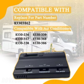 BOVZOR Compatible with Coleman Mach 8330-3362, 8330-386, and 8330-336 Models, Digital RV Thermostat for Precise Temperature Control, Heat/Cool Wall T-Stat with 12V 6-Wire Connection