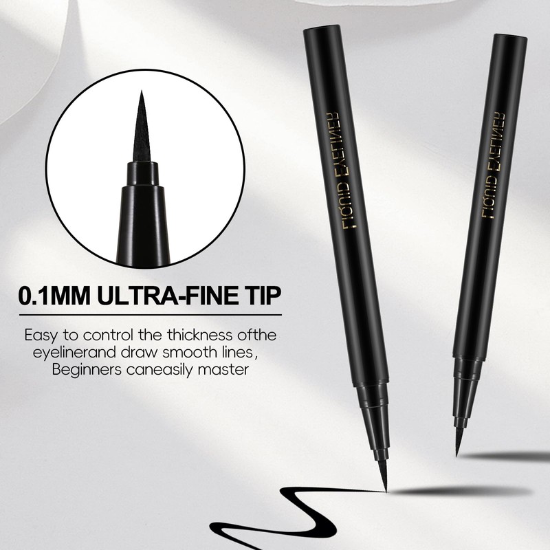 Apooliy Liquid Eyeliner with Eye Liner Stencils,Waterproof Eyeliner Pen with