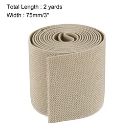 sourcing map Twill Wide Elastic Band Double-Side 75mm(3 inch) Flat 2 Yard Woven Elastic Band Knit Elastic Spool Heavy Stretch Strap Beige for Sewing, Waistband