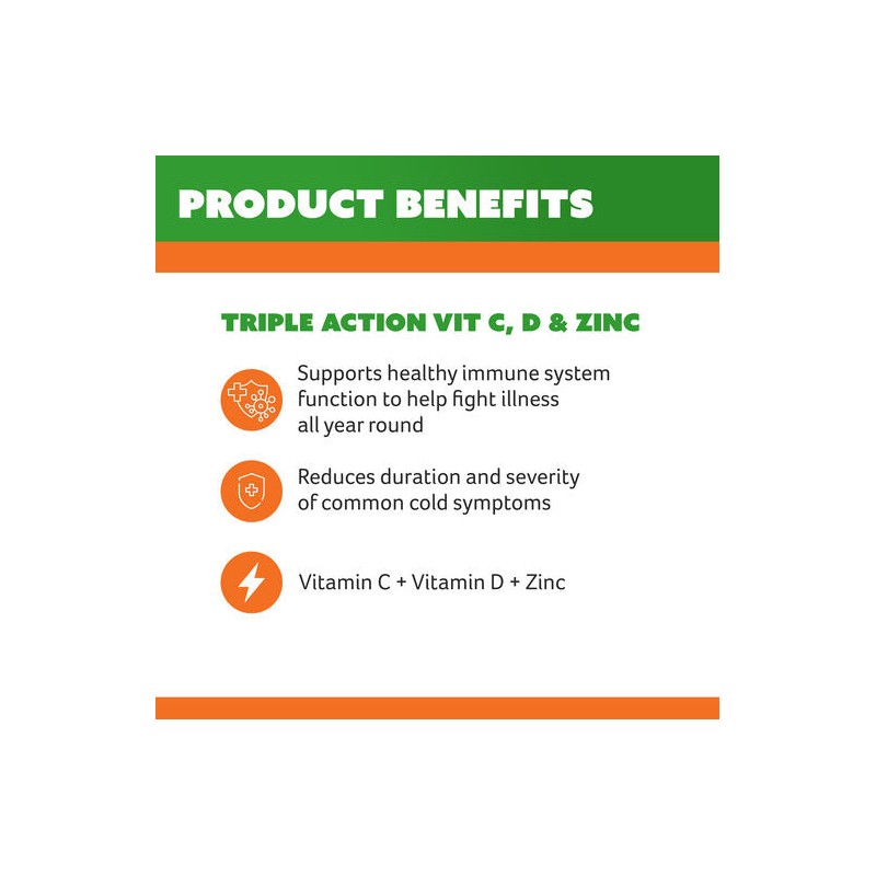 Cenovis Triple Action Vit C, D & Zinc 120 Chewable