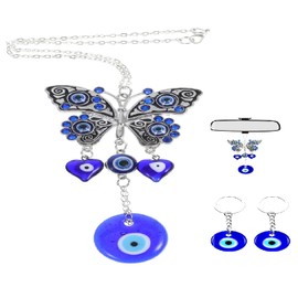 Yuiturt Evil Eye Hanging Decoration, Evil Eye Charm Hanging Keyring Turkish Eye Car Ornament, Evil Eye Pendant Keychain Car Accessories for Home Protective Greek Amulet Blessing Luck Decor Home Party