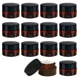Pack of 14 Cream Jars for Filling, 20 ml Brown Glass Ointment Jar, Cream Container, Small Container with Lid, Travel Sample Container, Amber Glass Empty Jar for Cosmetics, Lotions, Creams