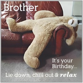 Paper Rose Brother Funny Birthday Card - Humorous Happy Birthday Card with Sleeping Teddy Bear Design - Birthday Card for Men/Boys