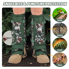 ZHZ Snake Gaiters Durable Waterproof Snake Chaps Lower Legs Protection,Snake Guards with Adjustable Size for Men & Women,Used for Hunting,Hiking and Farm Work (Army Green)