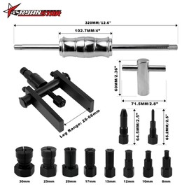 RYANSTAR RACING 12PCS Motorcycle Blind Inner Bearing Puller Tool Kit - Slide Hammer Pilot Internal Bearing Removal Set with Expandable Collets (8-25mm) for Motorcycle Bearings