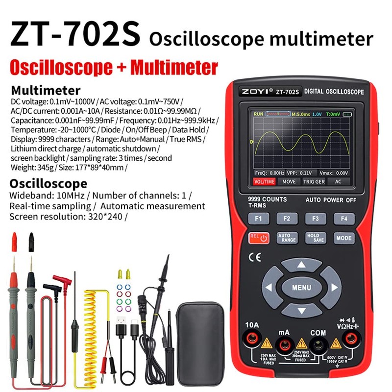 Mingzhe Multimetro de Osciloscopio Digital 2 en 1, tasa de