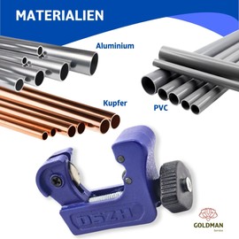 GOLDMAN SERVICE Mini Pipe Cutter Copper Air Conditioning Tool Professional Plumbing + 2 Spare Blades Copper Tubing Aluminum PVC Size:(3-22mm)