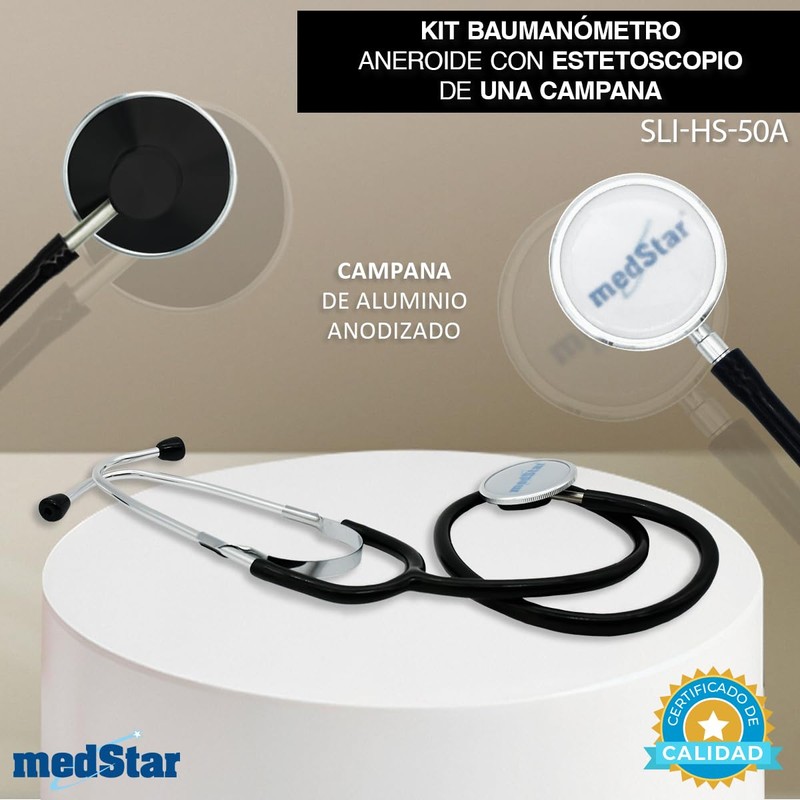 MEDSTAR | Kit Baumanómetro Aneroide con Estetoscopio de una Campana